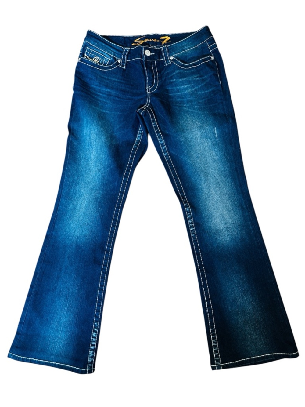 SEVEN 7 Women’s Jeans Boot Cut Sz 8 (32x38) Embellished buttons/rivets Cowgirl